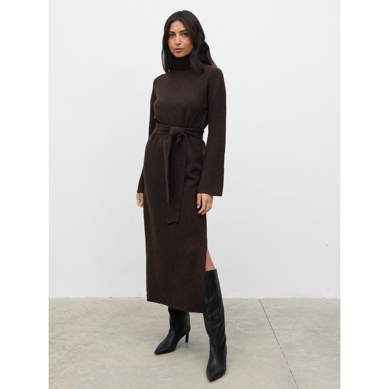 Wrenley Midaxi Knit Dress – Chocolate