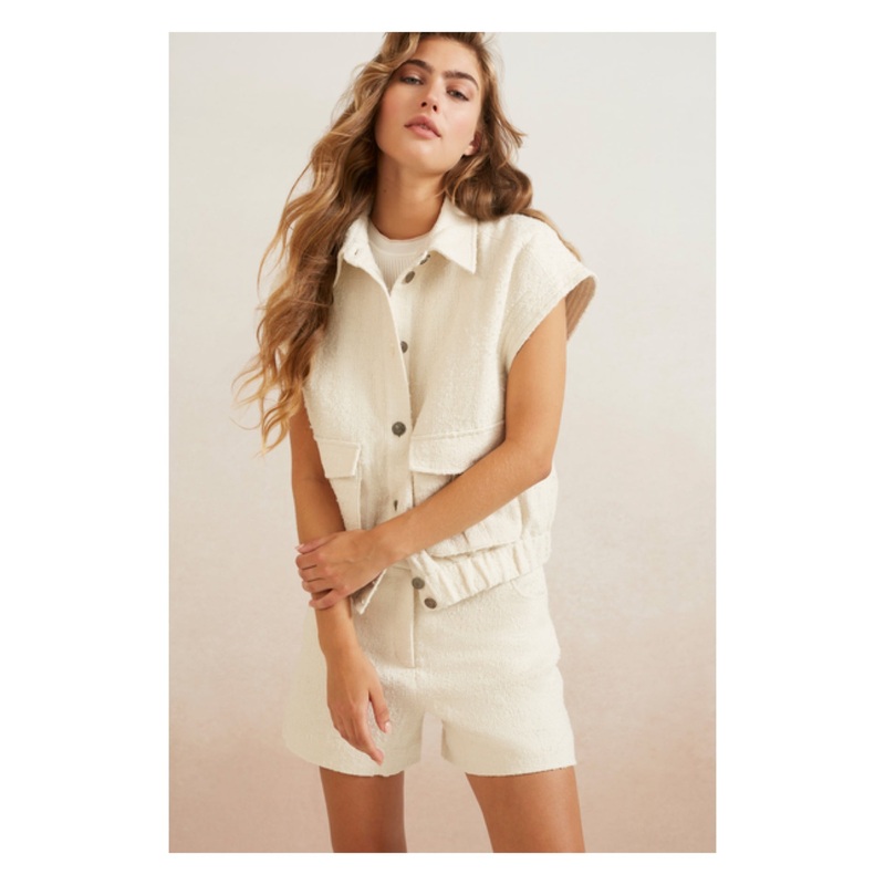 YAYA 321016-404 Woven Shorts-Off White Melange-34 & 36 & 38 & 40