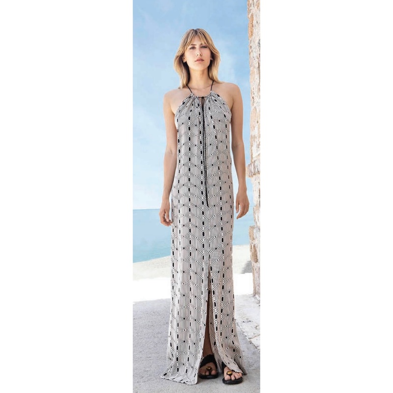 Aggel Maxi Dress-Off White & Black-XS & S & M