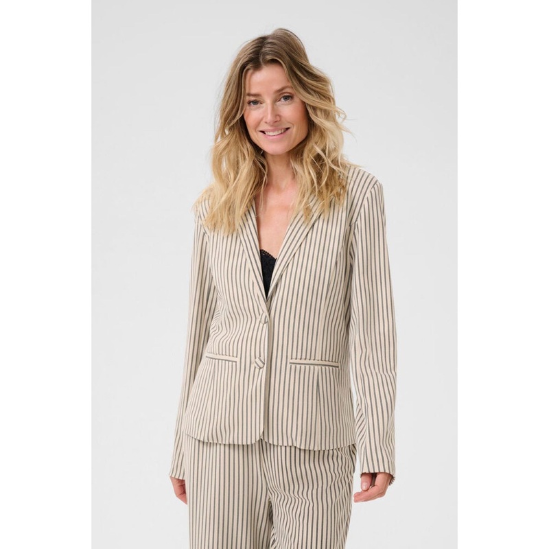 Cream Anett Blazer-Ancient Scroll Black Pinstripe-XS & S & M & L