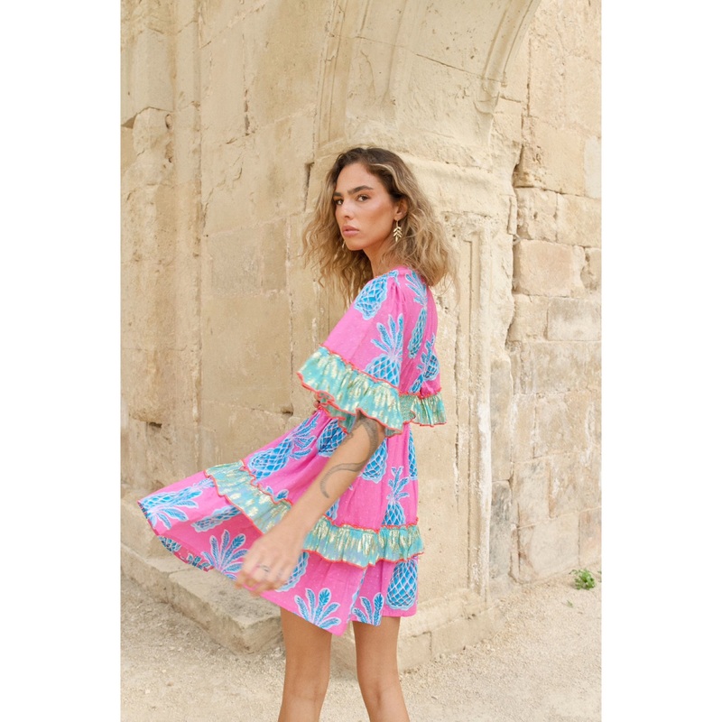 Piti Cuiti Short Dress-Pink-S & M & L