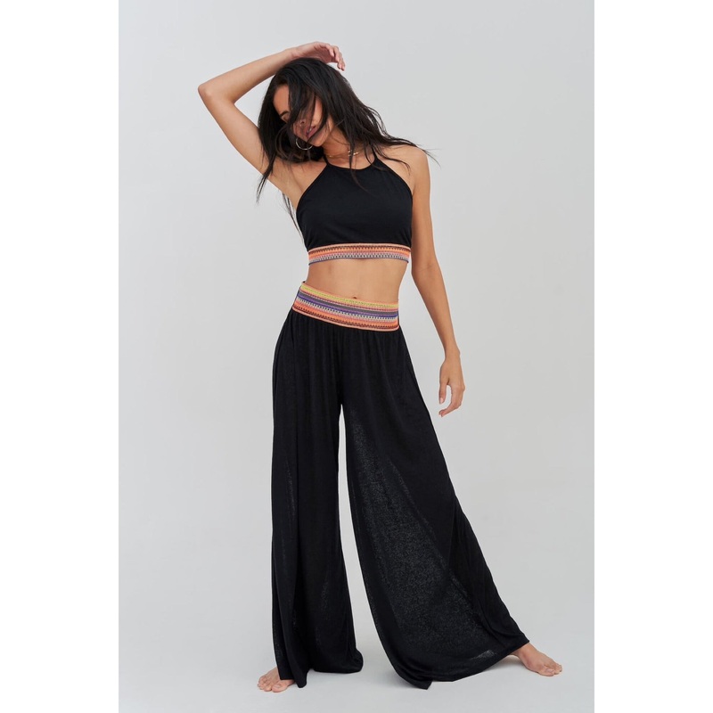 Pitusa Halter Top & Pant Set-Black & Nude-Petite & Standard