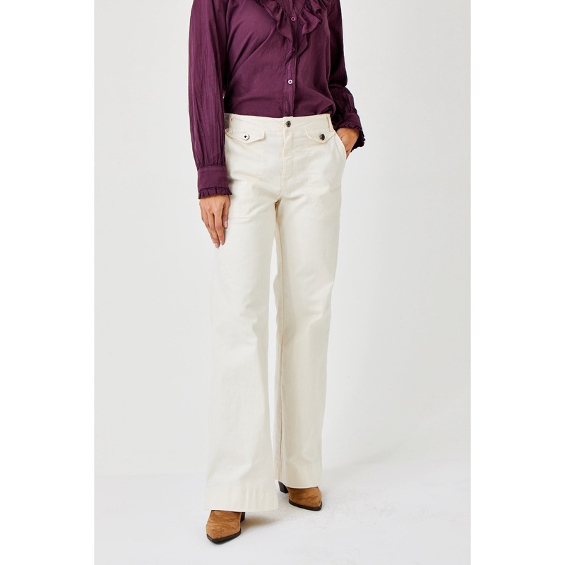 Suzy D BEAU  Stretch Cotton Flared Trousers
