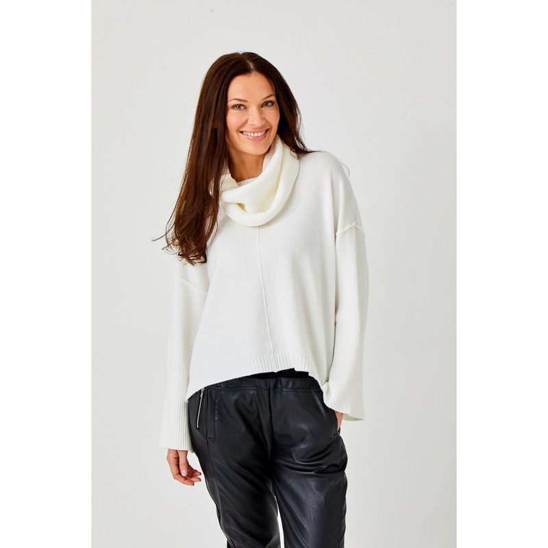 Suzy D TERY Rib Neck Sweater with Snood