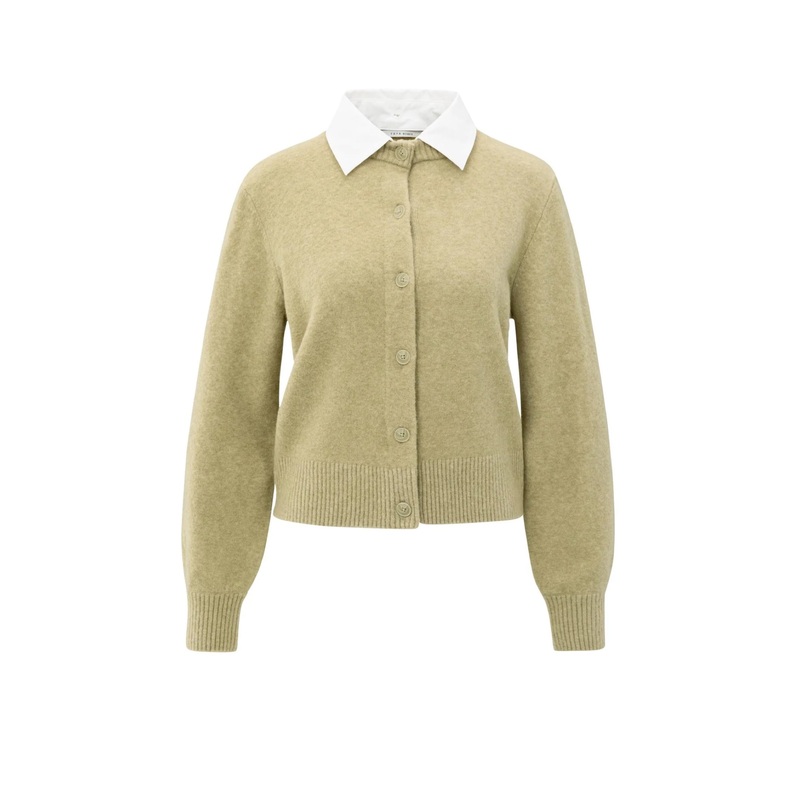 YAYA 01-010117-509 Cardigan with Detachable Collar and Button Closure