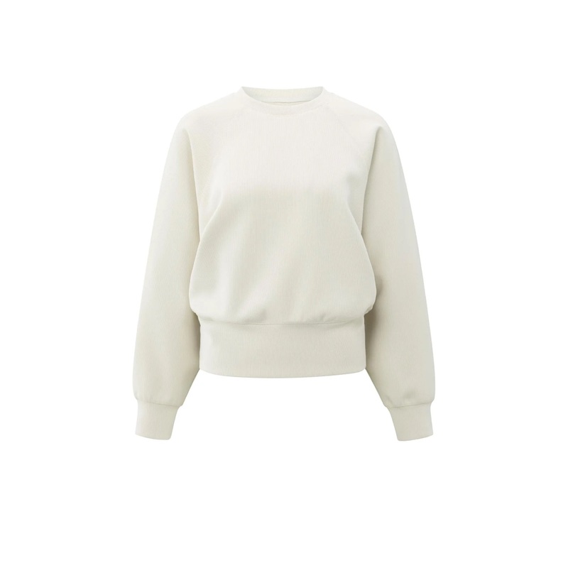 YAYA 01-109099-510 Raglan Sweatshirt with Fine Rib Texture and Crew Neck