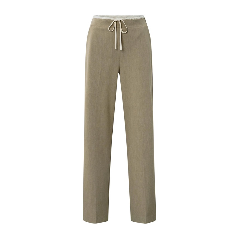 YAYA 01-301211-509 Woven Wide Leg Trousers with Contrast Waistband