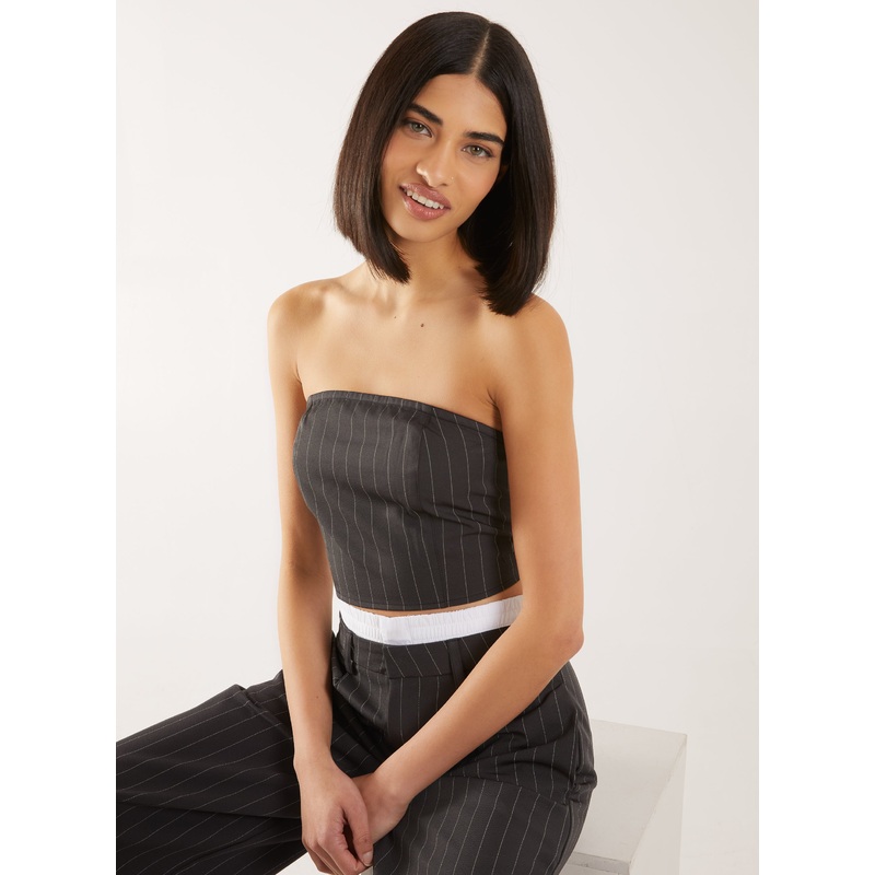 Bandeau Crop Top-S & M & L-CHARCOAL