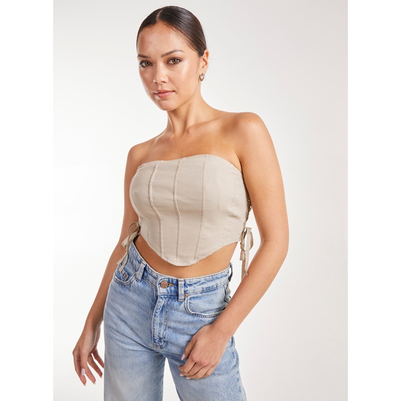Cargo Side Lace Up Corset Bandeau Top