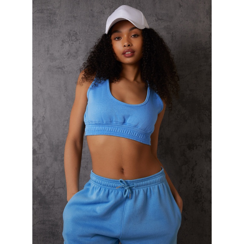 Cropped Lounge Bralette-S & M & L-Blue