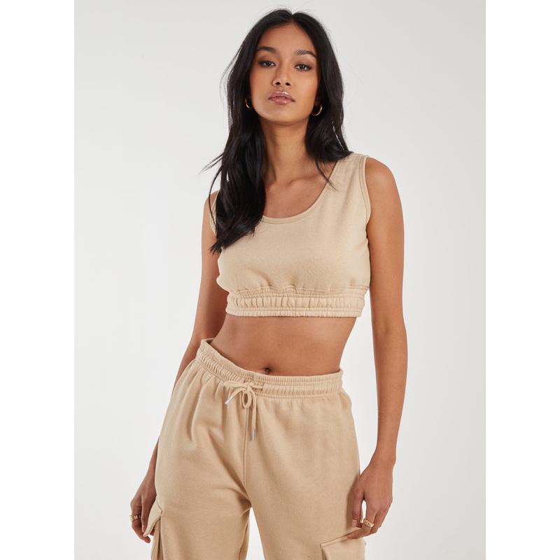 Cropped Lounge Bralette-S & M & L-Stone