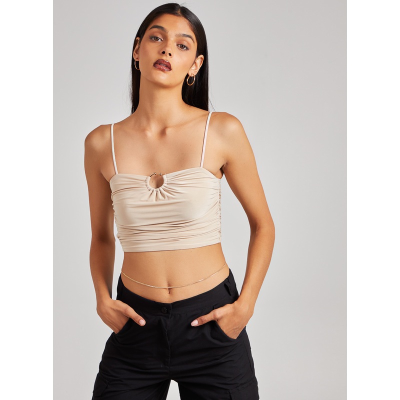 Gathered Ring Detail Slinky Cami Top