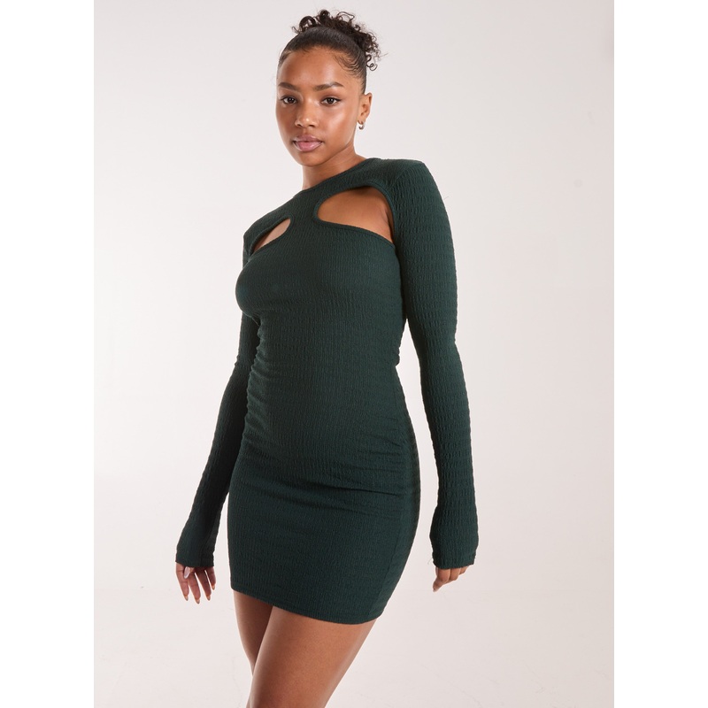 Popcorn Scoop Racer Long Sleeve Mini Dress