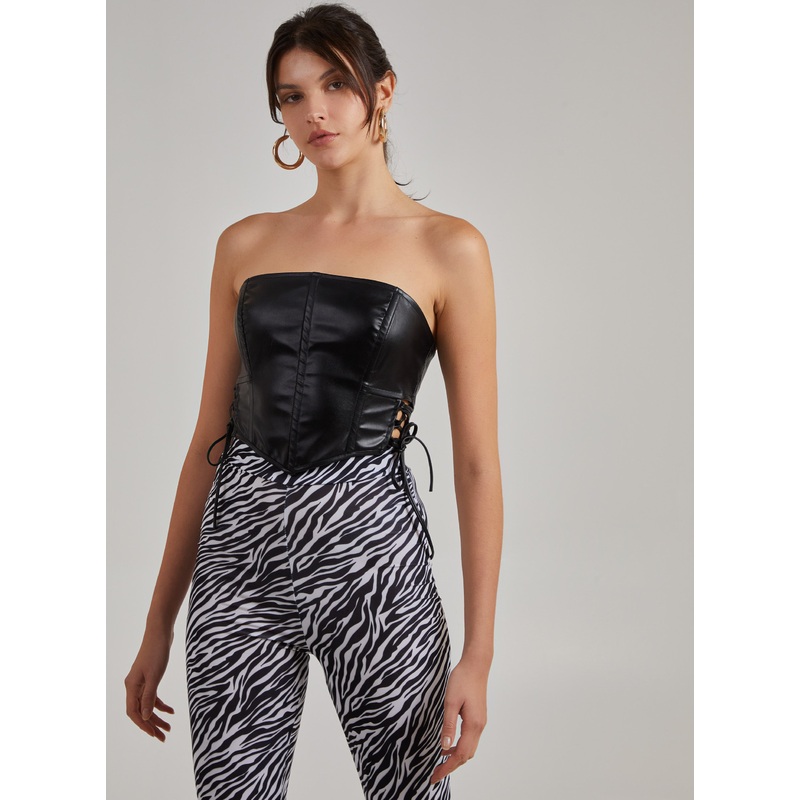 Premium Leather Look Corset-6 & 8 & 10 & 12 & 14-Black