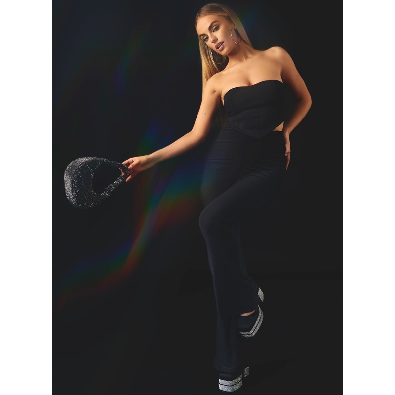 Seam Detail Corset Top-6 & 8 & 10 & 12 & 14-Black