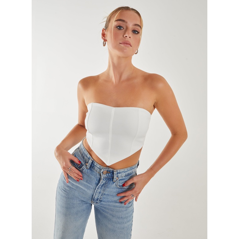 Seam Detail Strapless Corset Top