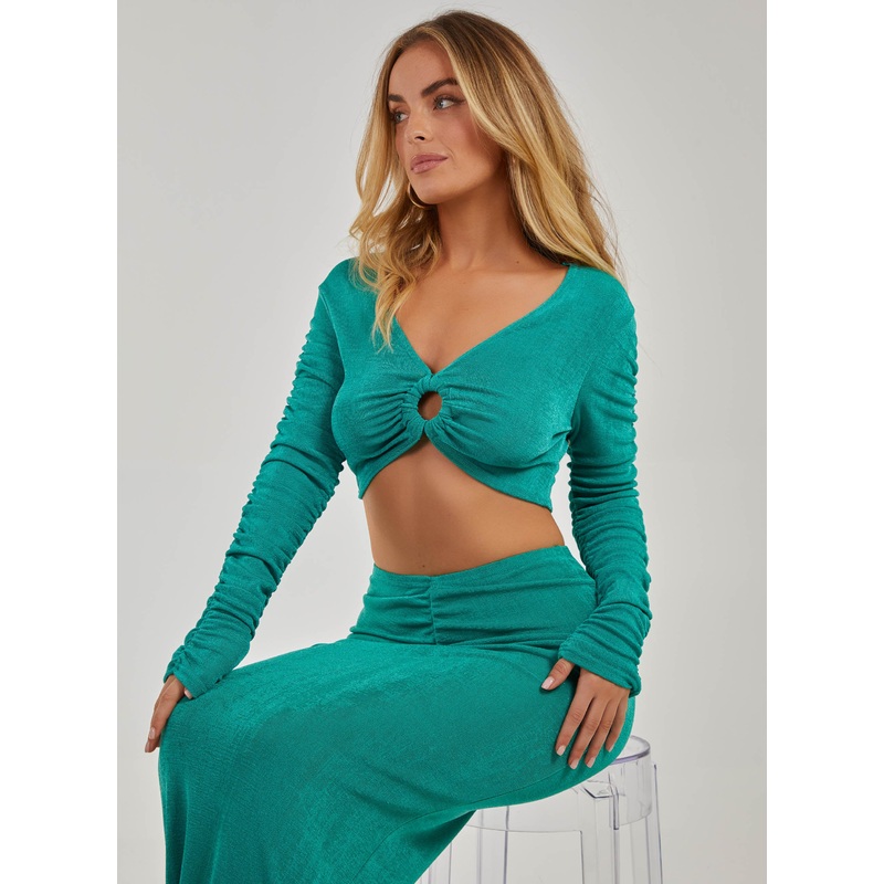 Shimmer Ruched Ring Detail Top