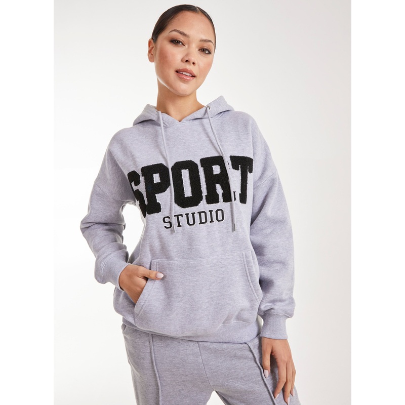 Sport Studio Textured Hoodie-S & M & L-GREY