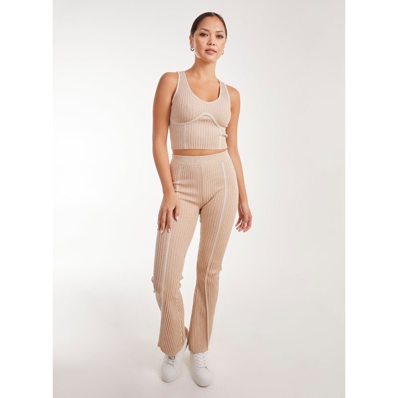 Two Tone Rib Seam Detail Flares