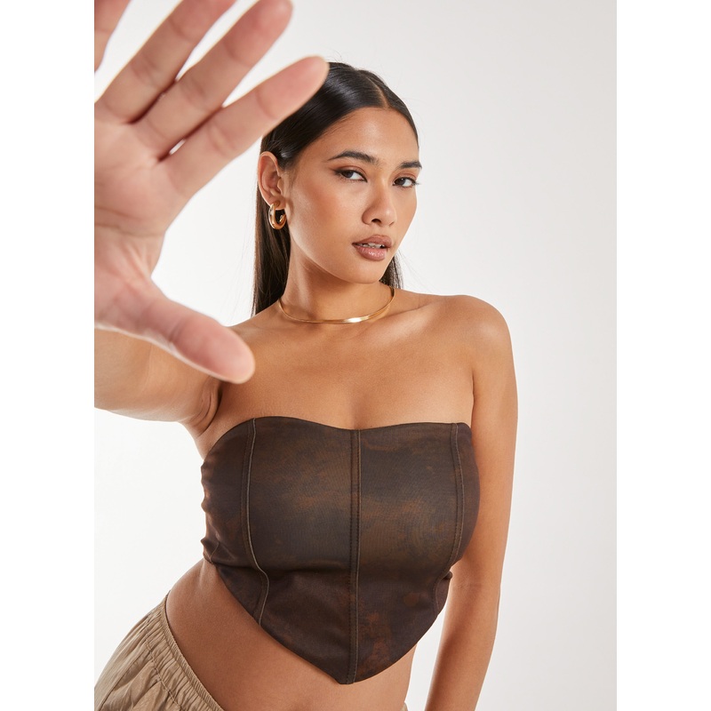 Watermark Seam Corset Top-S & M & L-Chocolate