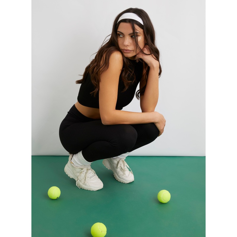 Active Rib Leggings-S & M & L-BLACK