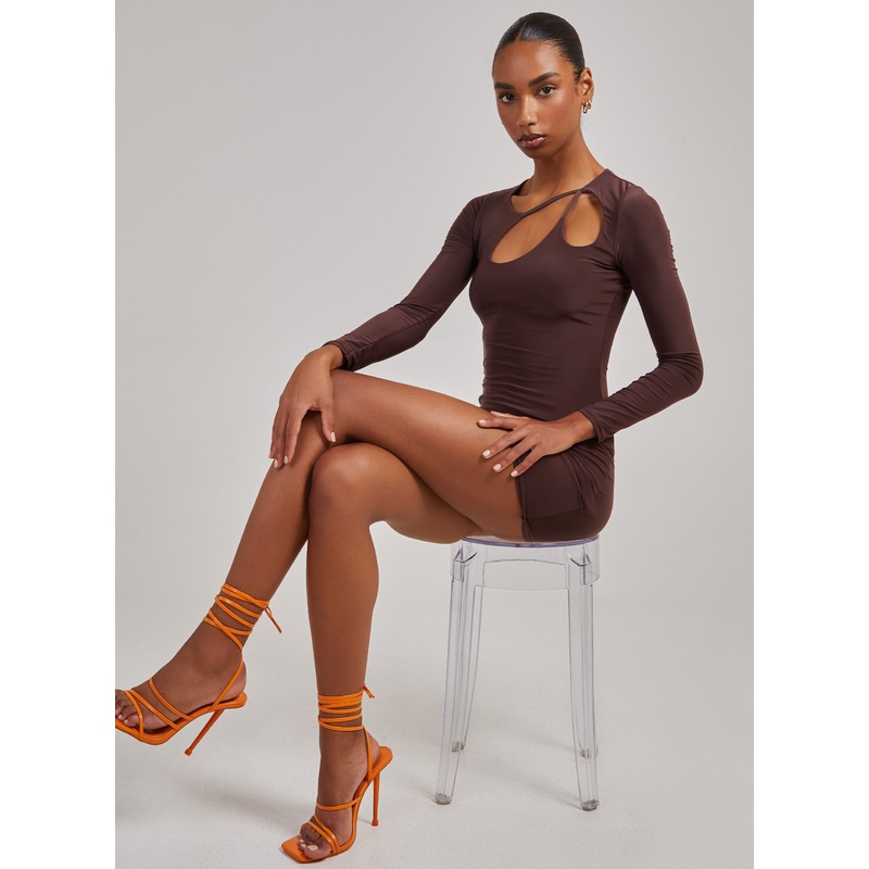 Asymmetric Cut Out Shoulder Dress