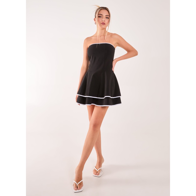 Bandeau Contrast Binding Mini Dress