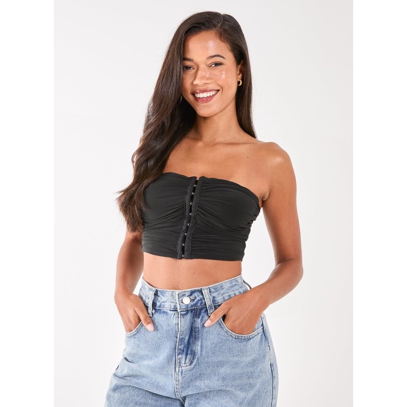 Bandeau Eyelet Detail Corset Top