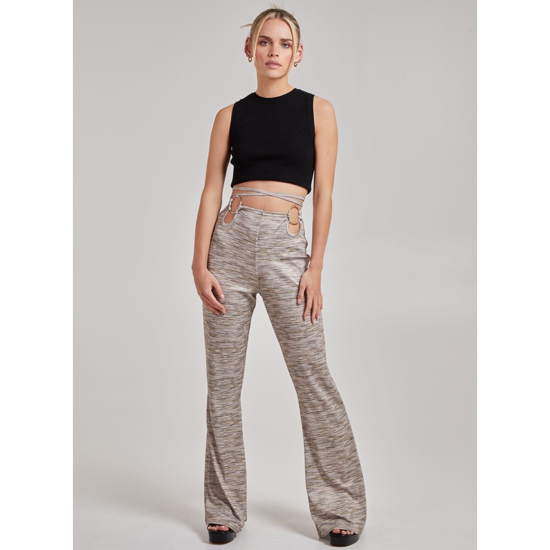 Cut Out Space Dye Flared Trousers