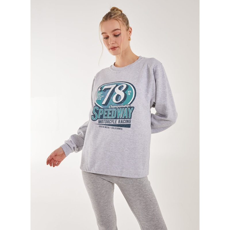 Motor Racer Sweatshirt-S/M & M/L-Grey