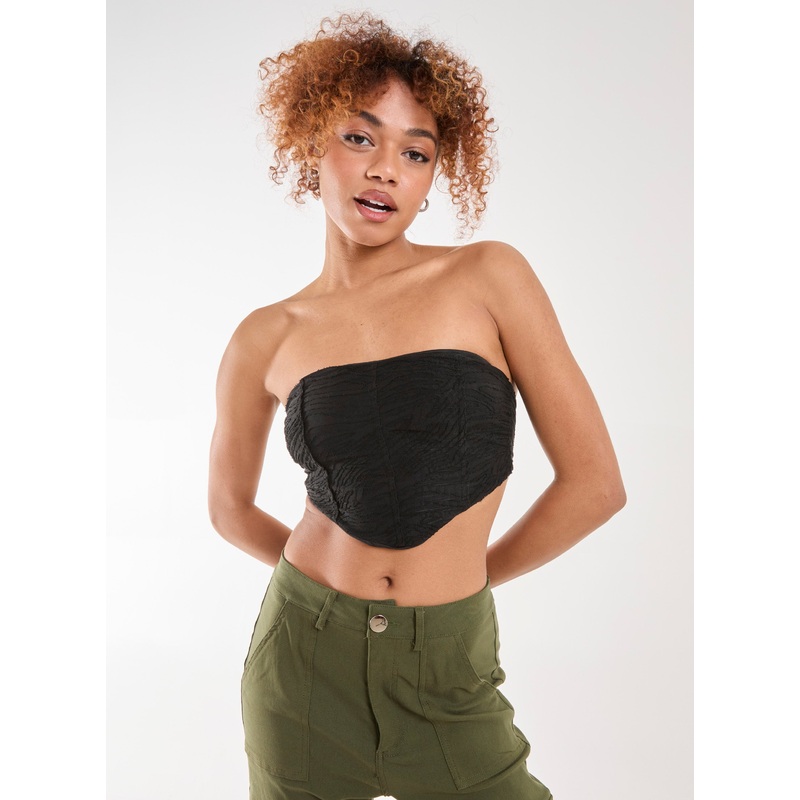 Tiger Print Textured Corset Top