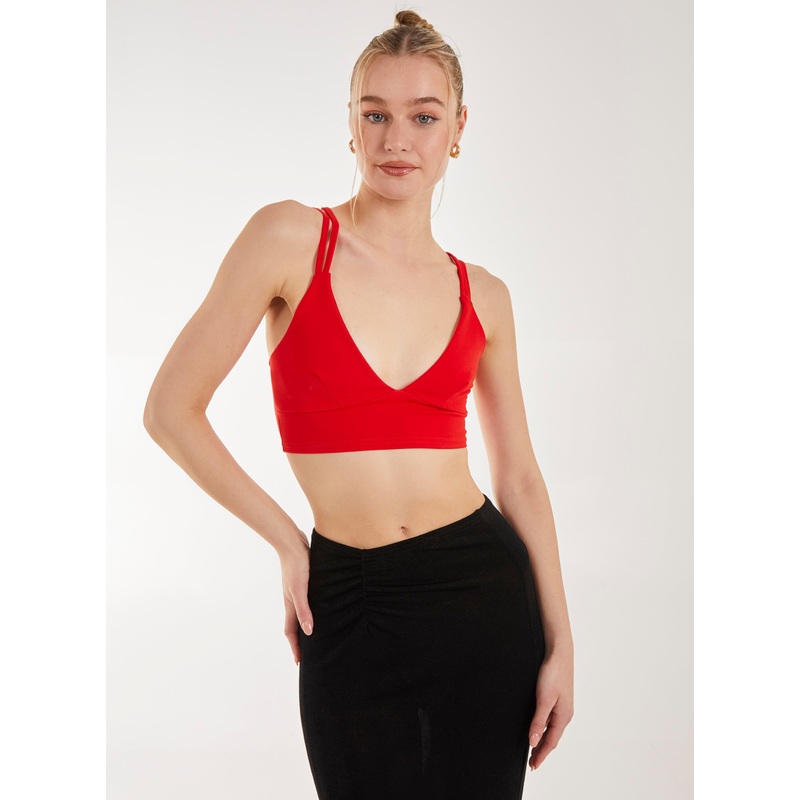 Cross Back Bralette-S & M & L-Red