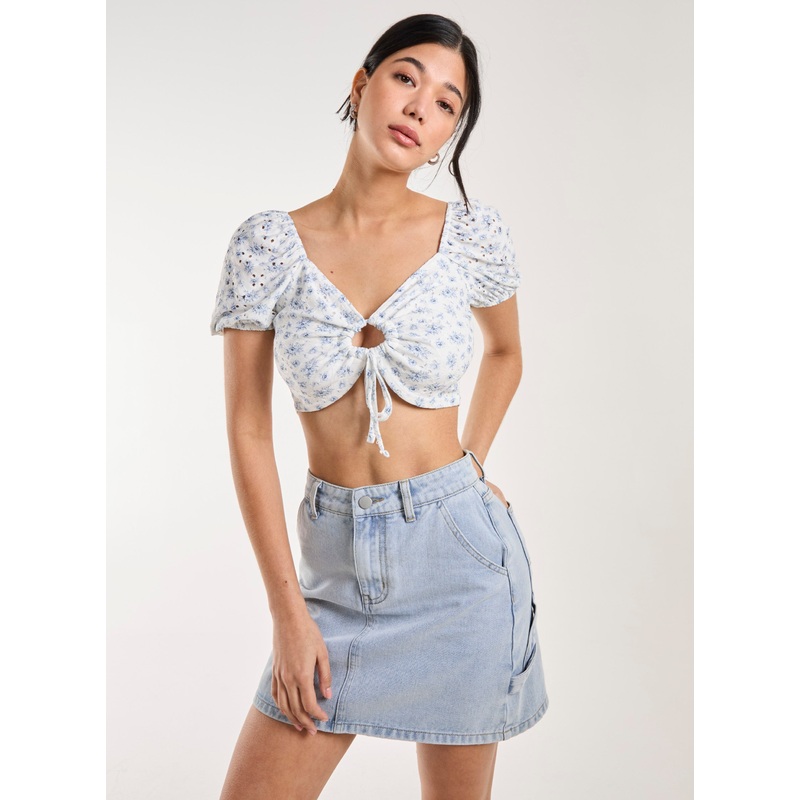 Floral Broderie Puff Sleeve Top