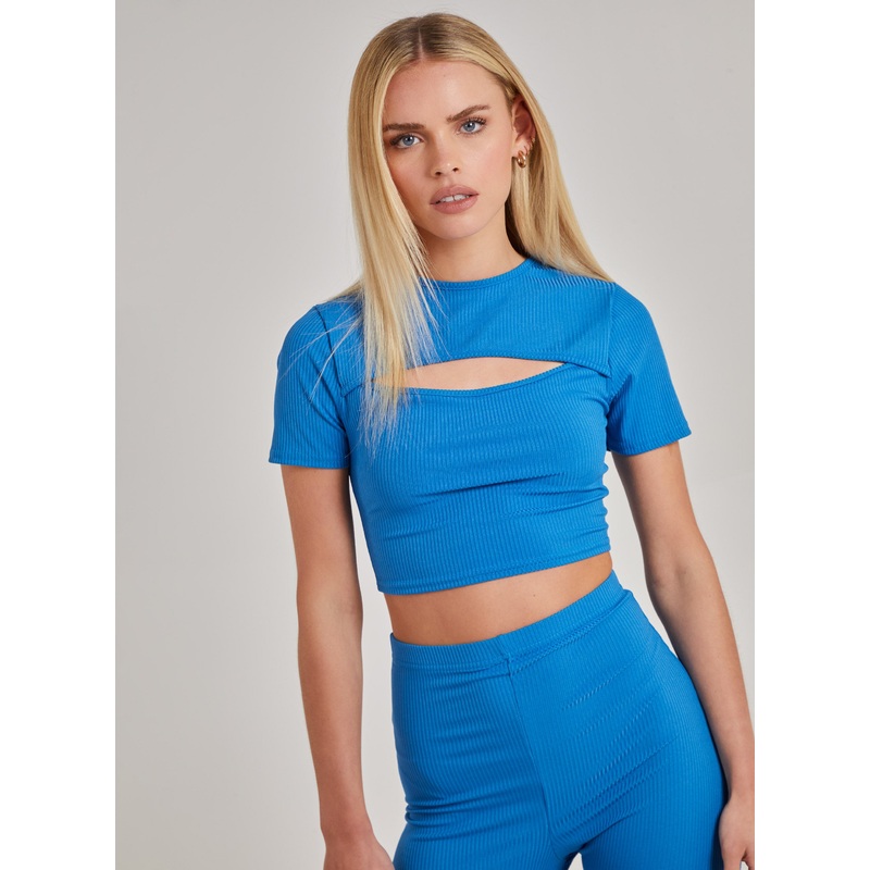 Short Sleeve Ribbed Letterbox Cropped Top