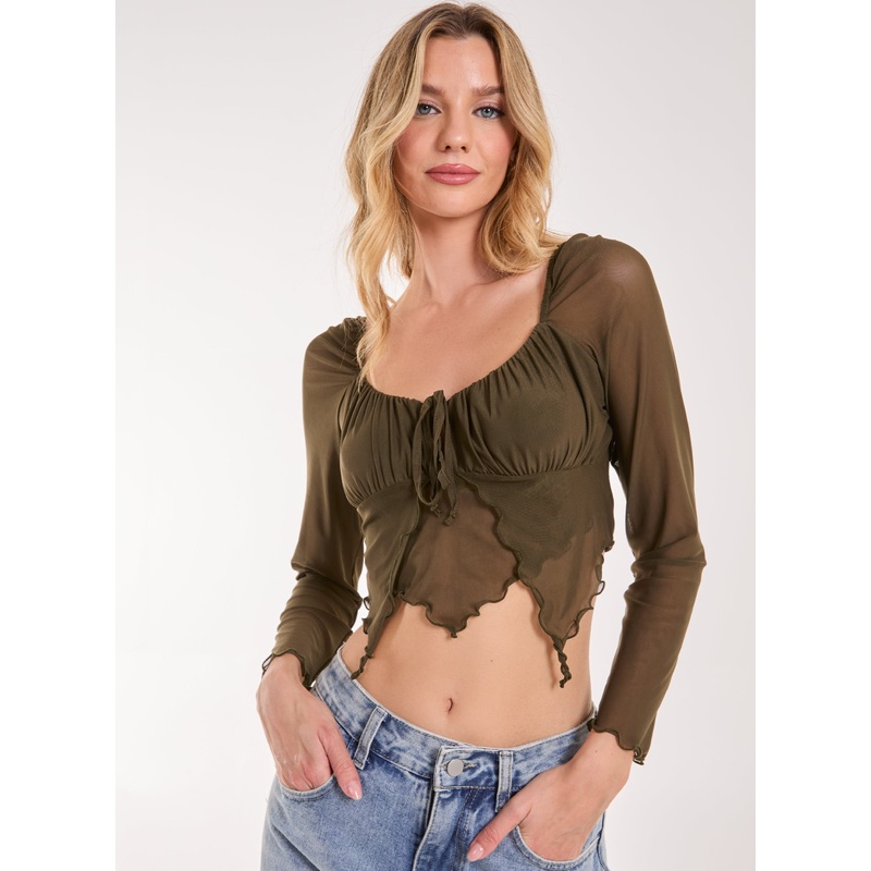 Butterfly Long Sleeve Mesh Top
