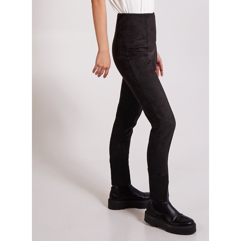 Pintuck Suedette Split Hem Trousers