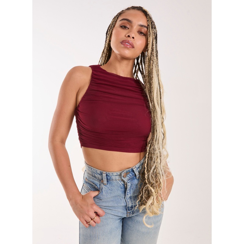 Racer Top Plain-S & M & L-WINE