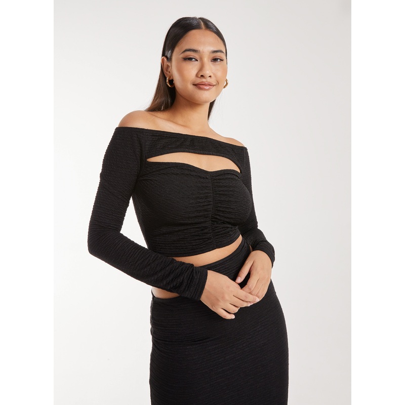 Ripple Letterbox Long Sleeve Top