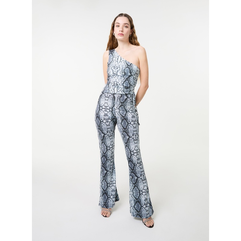 Snake Print Flare Trousers-S & M & L-SNAKE