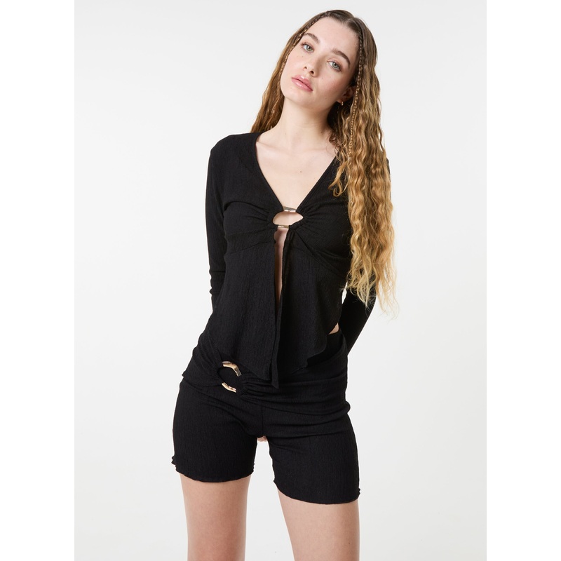 Textured Gold Ring Top-S & M & L-BLACK