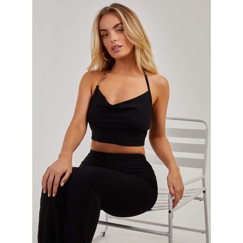 Waffle Chain Gold Top-S & M & L-Black