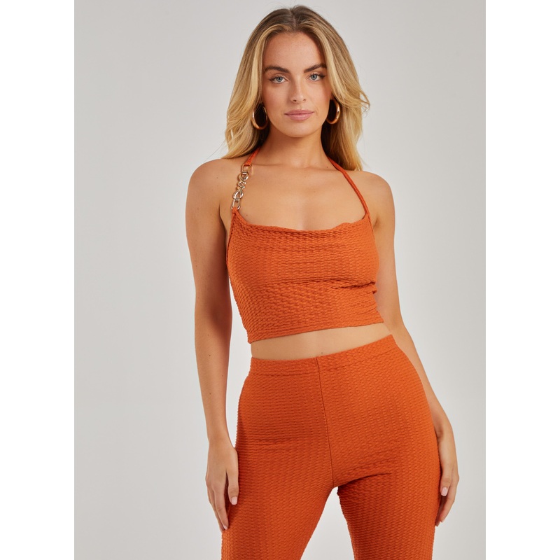 Waffle Chain Gold Top-S & M & L-TERRACOTTA