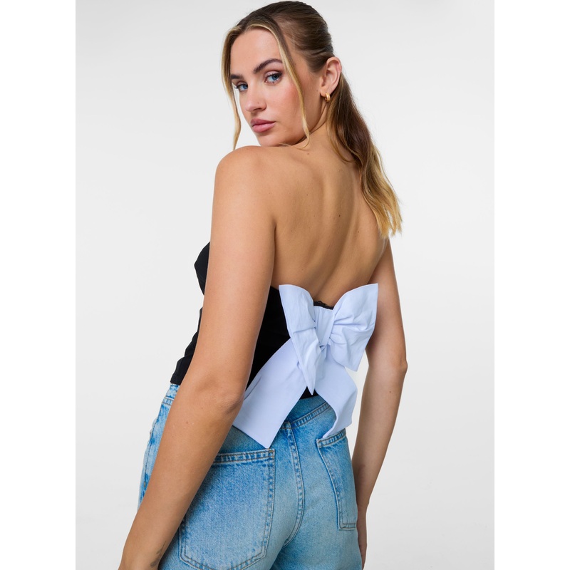 Bandeau Bow Back Top-S & M & L-BLACK