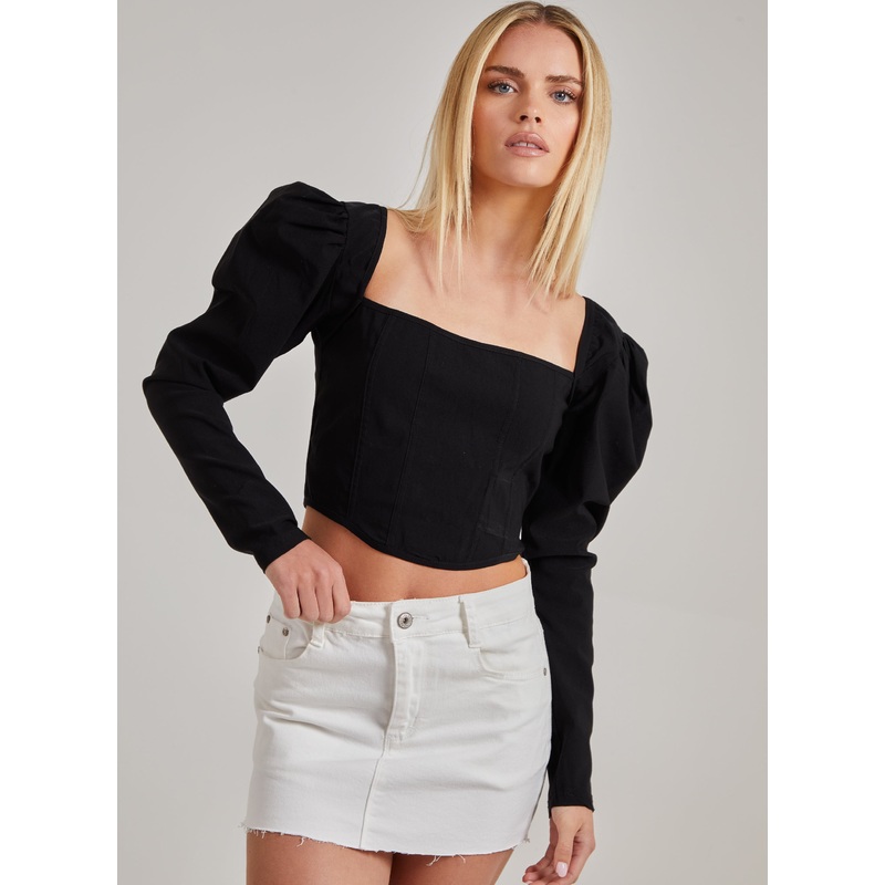 Bengaline Long Sleeve Corset Top