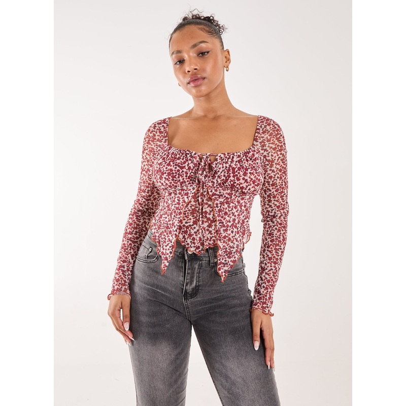 Ditsy Floral Print Long Sleeve Butterfly