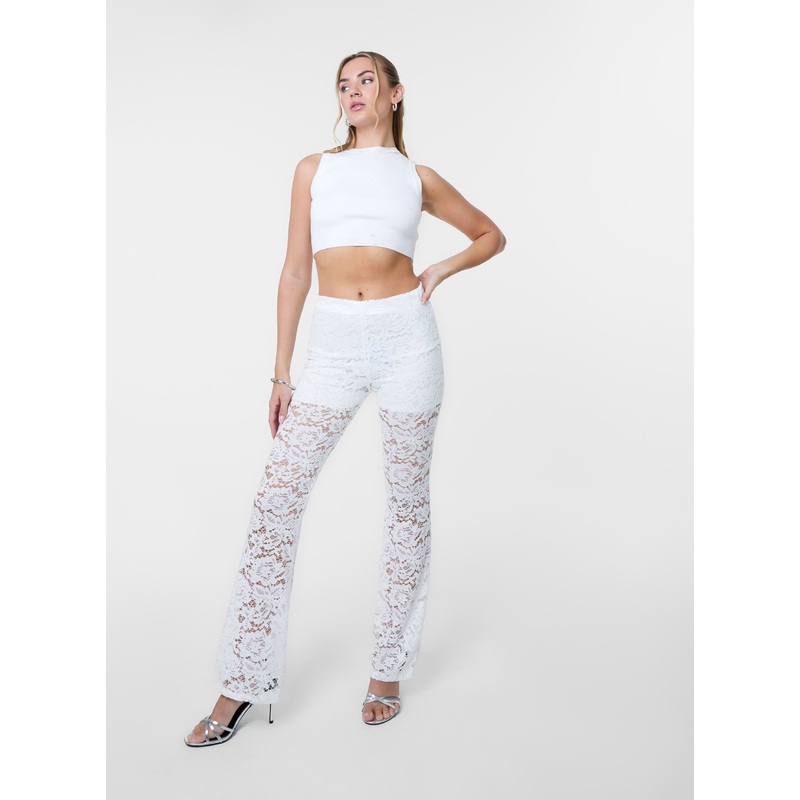 Lace Flared Trousers-S/M & M/L-White