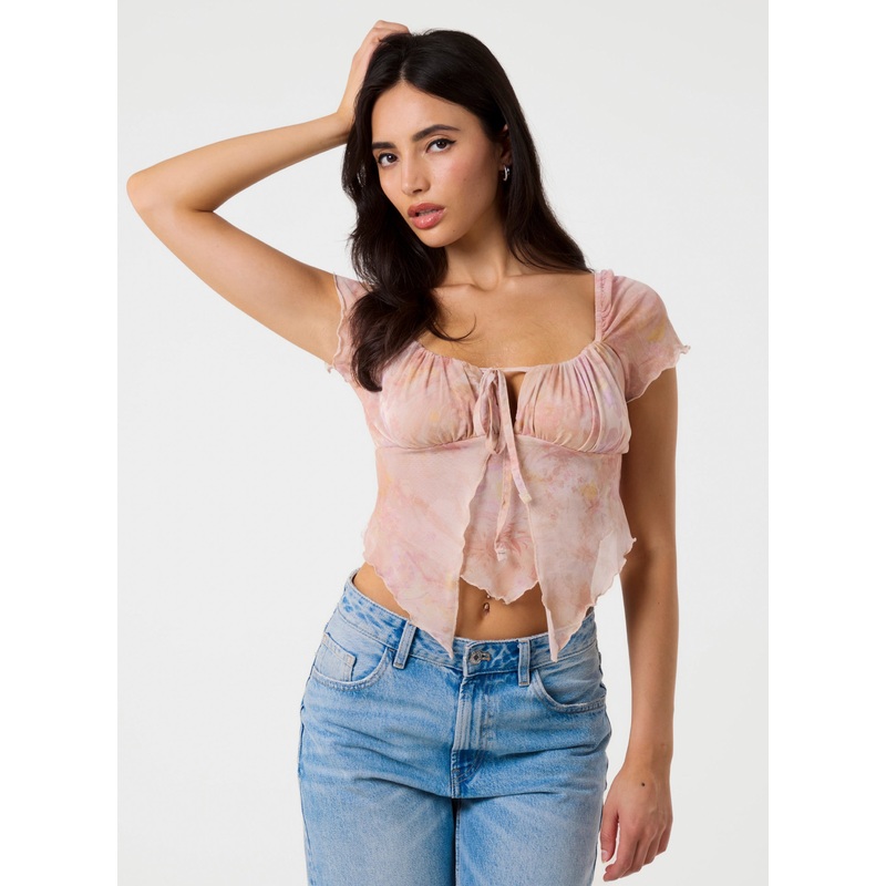 Short Sleeve Mesh Butterfly Top
