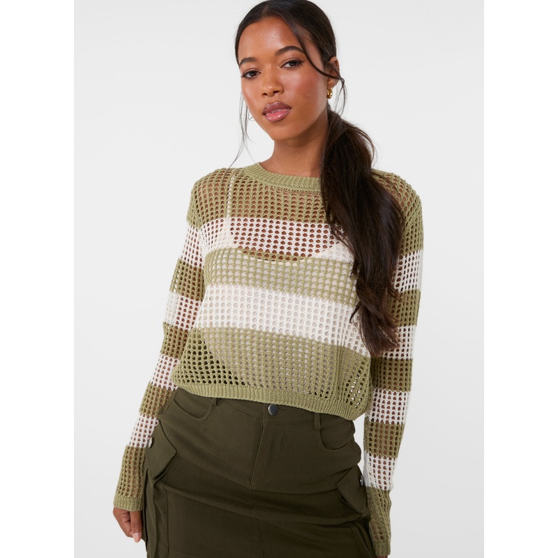 Stripe Crochet Jumper-S/M & M/L-KHAKI/STONE