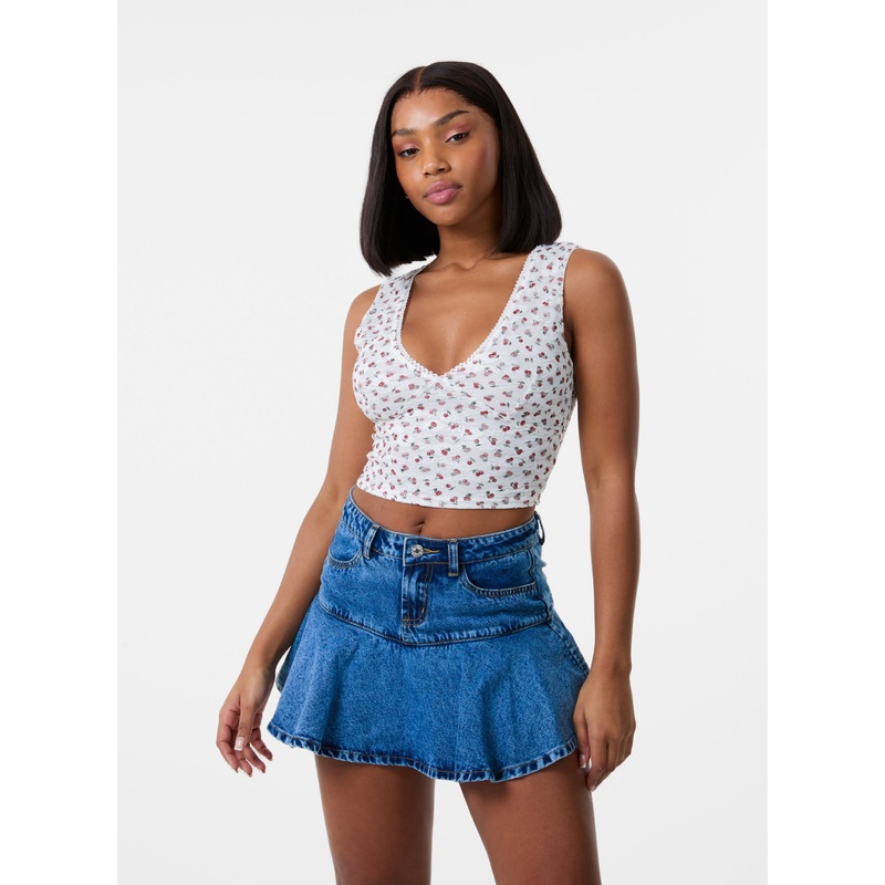 Cherry Lace Crop Top-S & M & L-IVORY