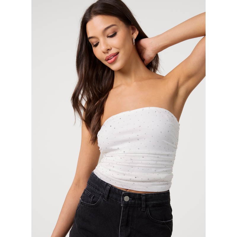 Diamante Bandeau Top-S/M & M/L-IVORY